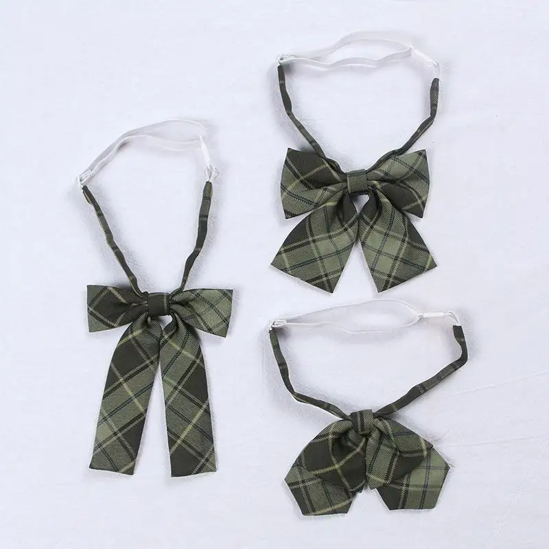 Jk Bowtie форменные аксессуары для японской школьницы Веревка на шею галстук-бабочка решетка Элегантный шик без завязывания узел - Цвет: Sets