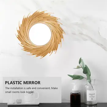 

1Pc Bathroom Mirror Plastic Makeup Mirror Wall Hanging Vanity Mirror for Bathroom Wall Hanging Mirror (Orange)