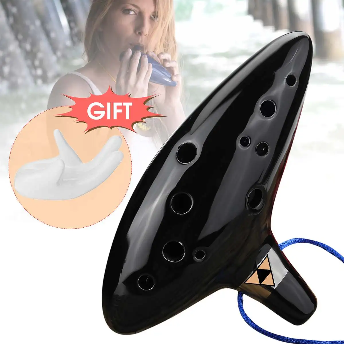 12 Hole Ceromic Ocarina Alto C Tone Handicraft Legend Ocarina with Bracket Musical Instruments Orff Instruments