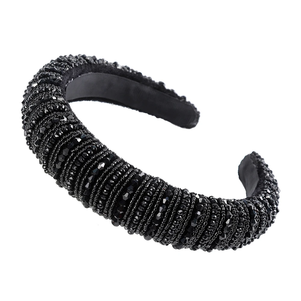 3cm Black Обруч со стразами и блестящими стразами, роскошный обруч для волос, ограниченный выпуск, черный, белый цвет, Женская повязка на голову - Цвет: 3cm Black