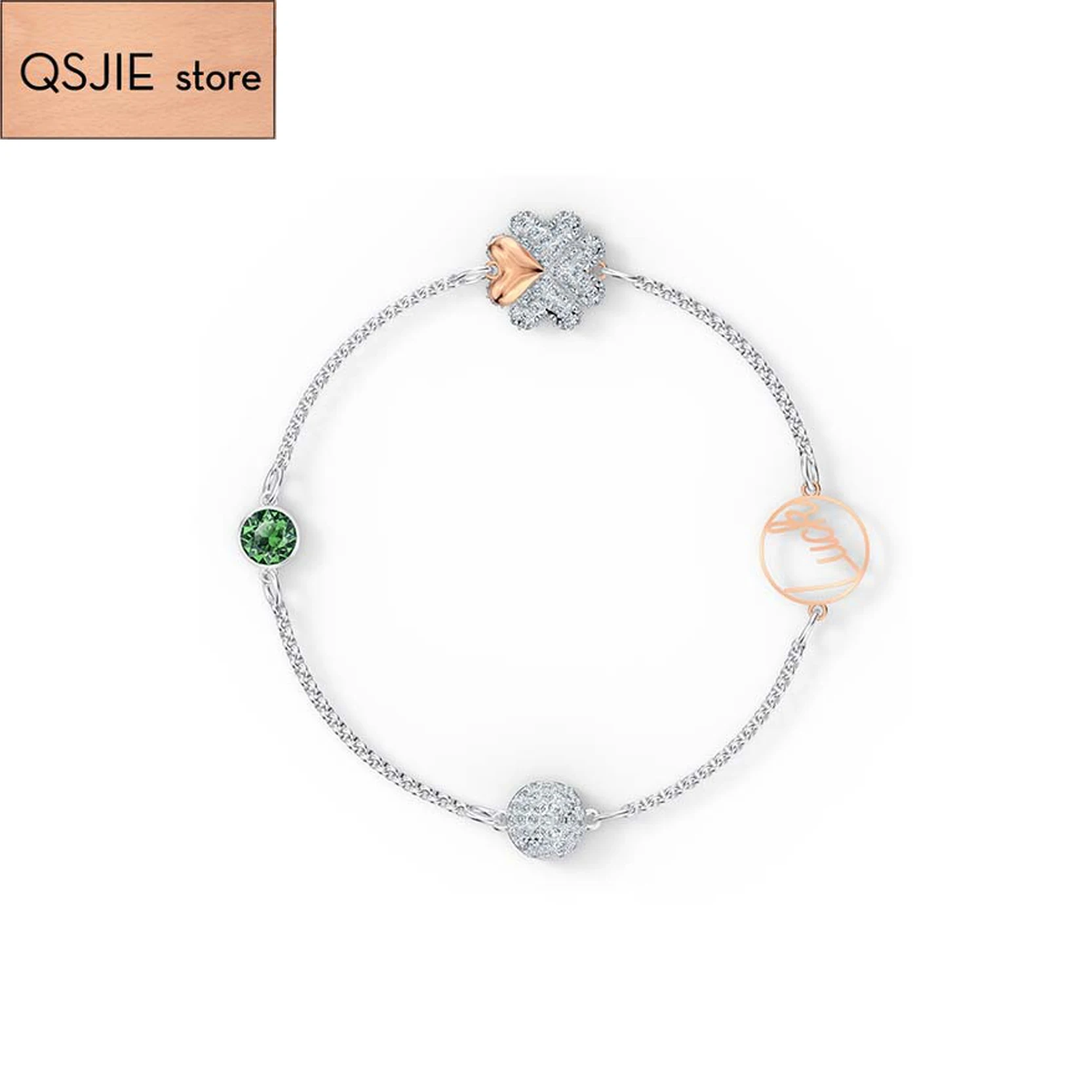 

QSJIE High quality SWA new style. Magic chain fresh four leaf grass style magnetic clasp Bracelet Glamorous fashion jewelry