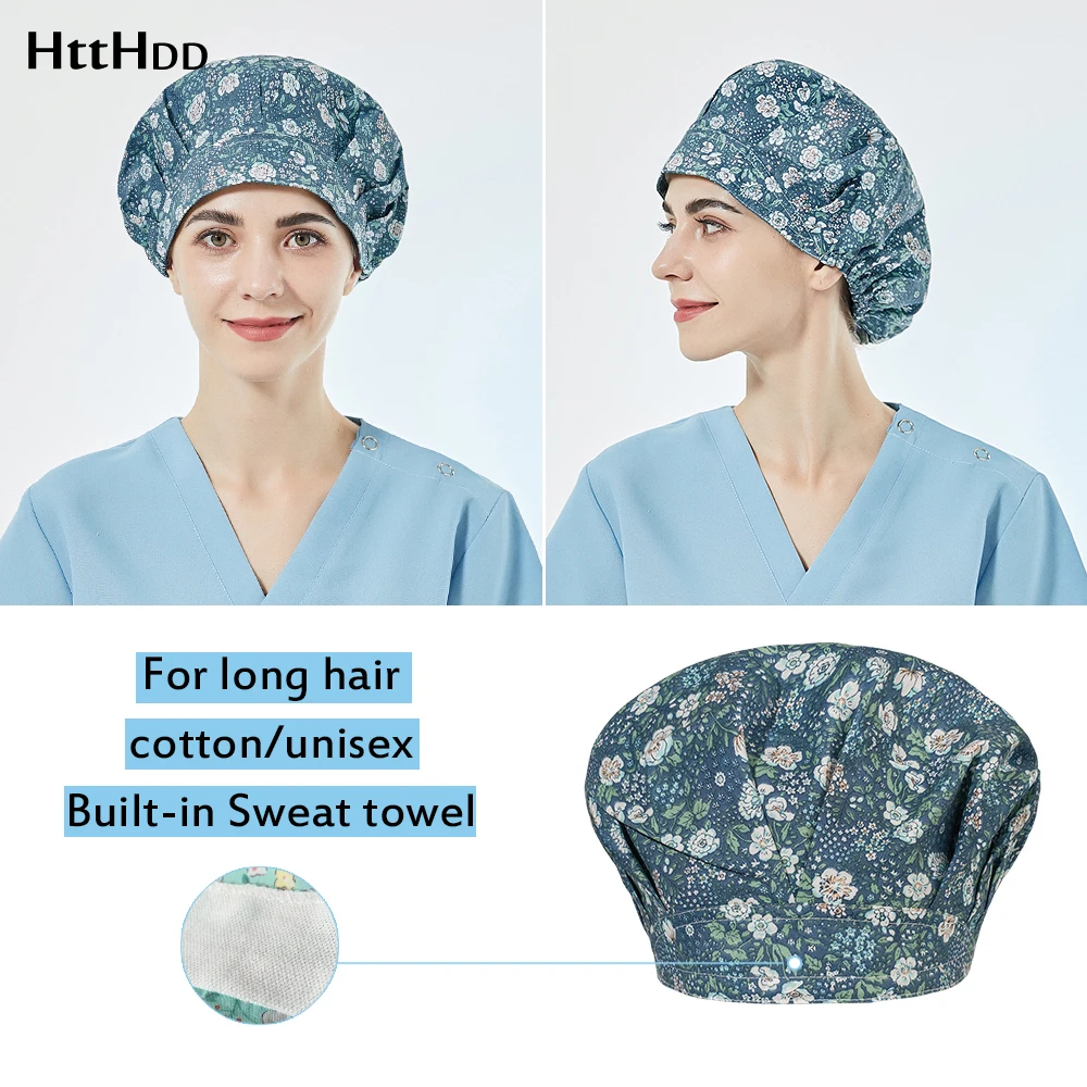 

adjustable Laboratory work Sanitary Elastic caps for long hair work scrubs hats Puffy hat scrubs cap scrubs accessories caps