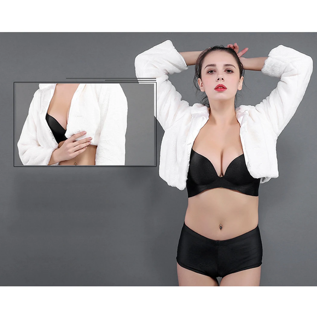 6XL, искусственный мех, светодиодный, легкое пальто, для женщин, Рождество, укороченная куртка, зимняя, теплая, искусственный мех кролика, с капюшоном, пальто, верхняя одежда, вечерние, Клубные пальто