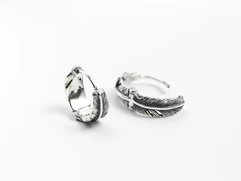 Серьги из перьев Tai-silver мужские стерлингового серебра 925 пробы ювелирные изделия винтажные гипоаллергенные серьги-кольца для женщин унисекс серьги
