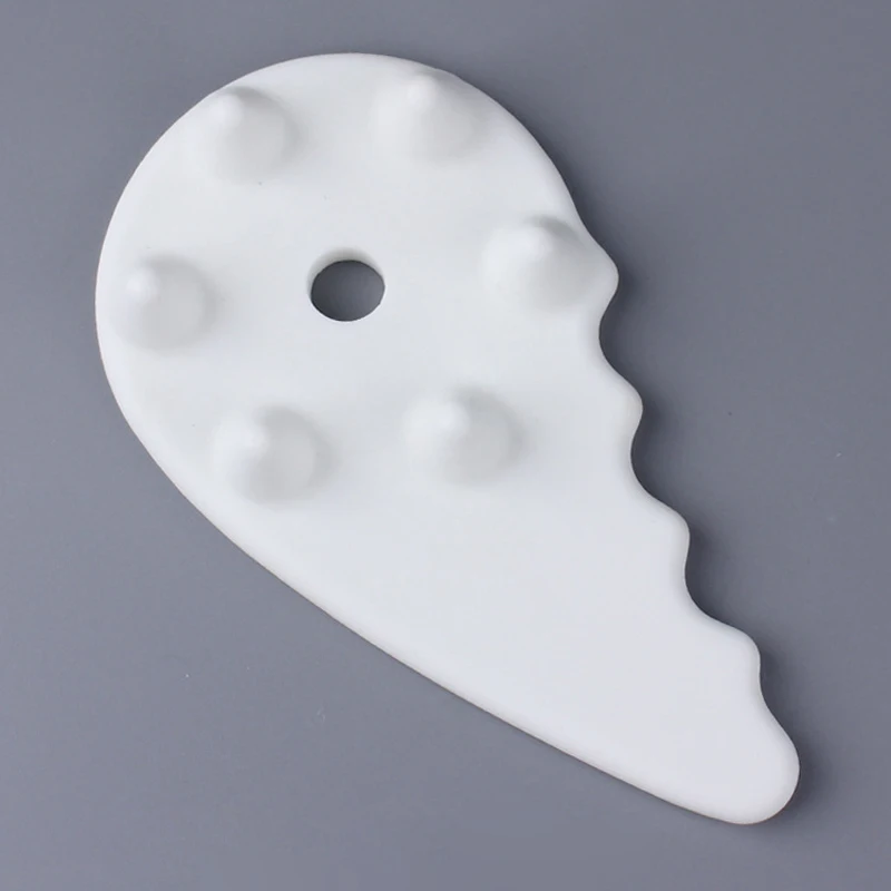 Ceramic Guasha Board Head Massage Facial Neck Scraping Plate Press Points Massage Acupuncture Hand Pull Rib Instrument White