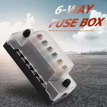 

12V 32V 6 Way ATO ATC Fuse Box Fuse Block Insulation Performance Heat Resistance with 6 Blade Fuse Circuit Breakers