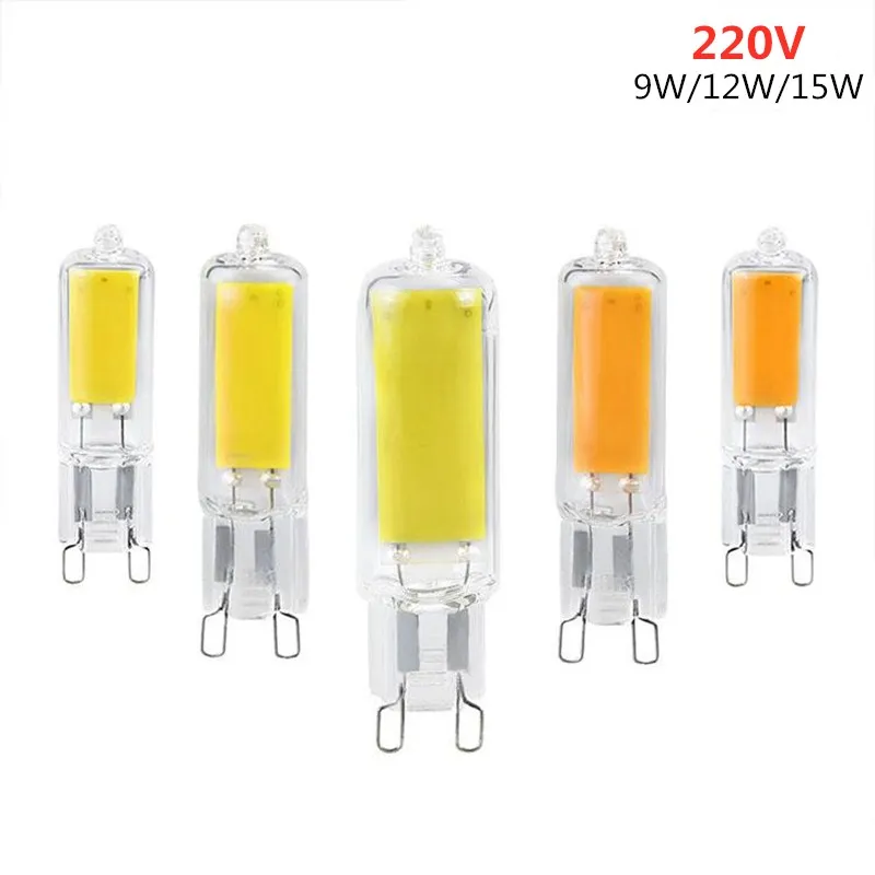 

9W 12W 12W G9 LED Light Bulbs COB Glass LED Lamps Replace 20W 30W 40W Halogen Bulb for Pendant Lighting Fixture Chandeliers