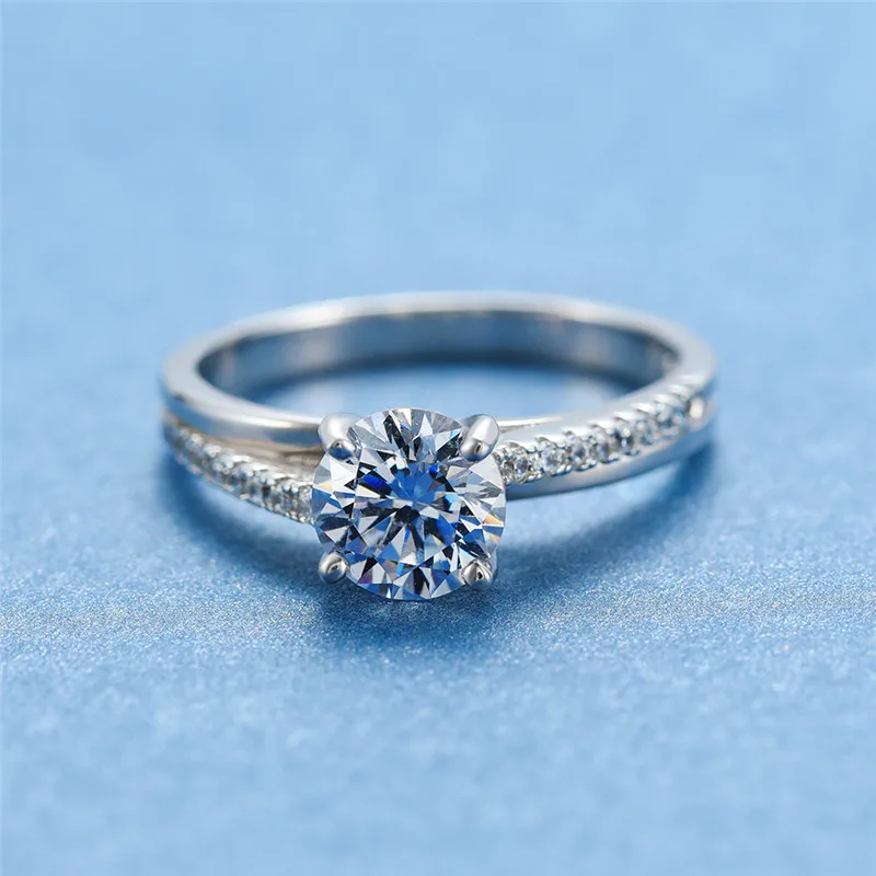 Модные дамские 3CT лабораторный алмаз обручальное кольцо минималистическое обещание на помолвку кольцо модное Настоящее серебро 925 пробы вечерние кольца на палец
