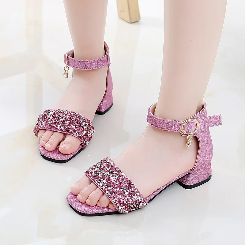 Girls Sandals High Heeled Rhinestone Shoes New Fashion Prom Party Children Princess Shoes Strappy Sandals For Girls D032 Sandals Aliexpress