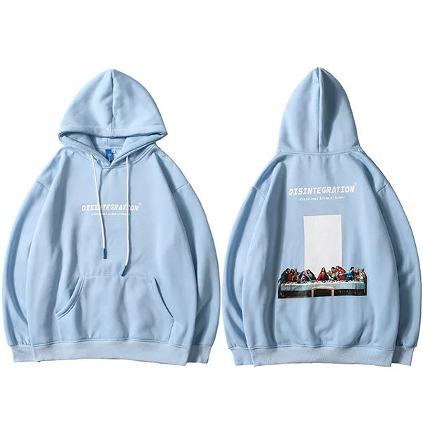 B99WY9233 Blue Harajuku Мужской пуловер с капюшоном уличная хип хоп Древняя культура Толстовка Осень Зима флисовая свободная толстовка хлопок - Цвет: B99WY9233 Blue