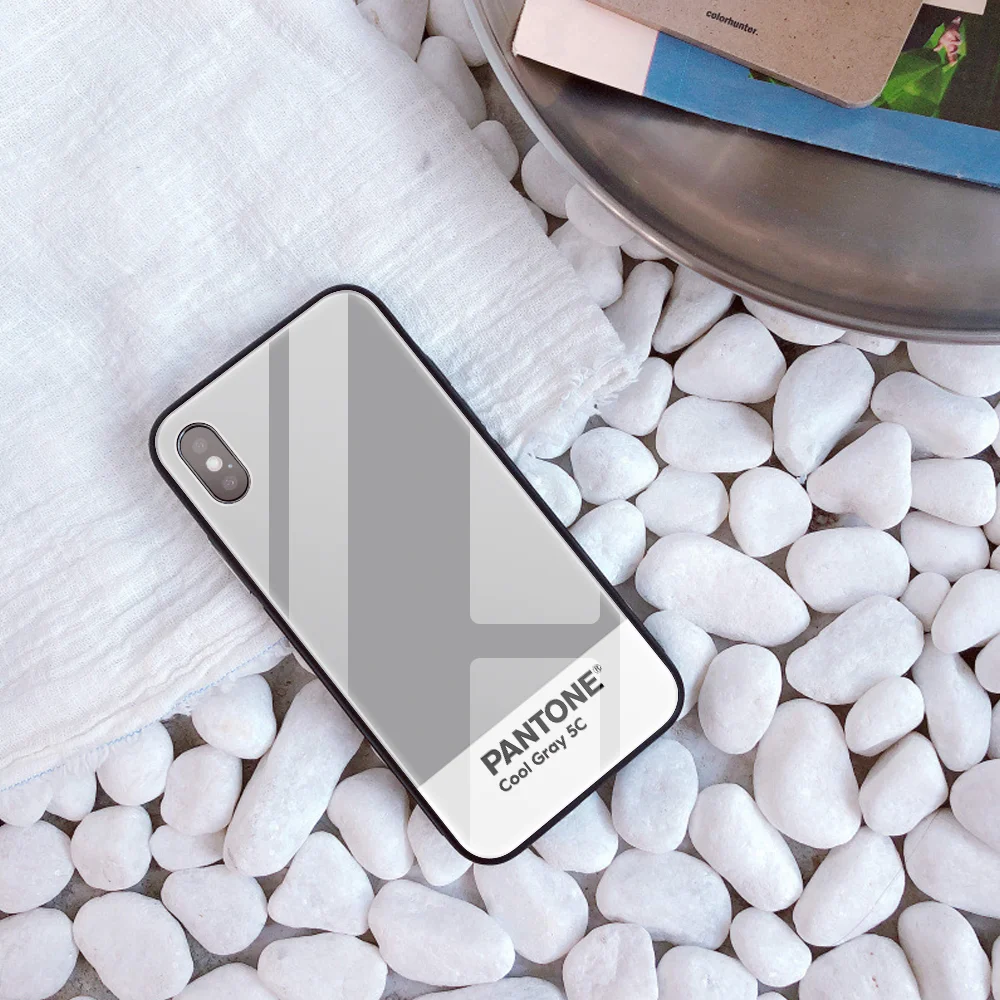 Чехол из закаленного стекла для iPhone 11 Pro 7 7Plus X 6S 6 Plus Pantone Phone Cover для iPhone XS MAX XR 8 pure color - Цвет: 30223