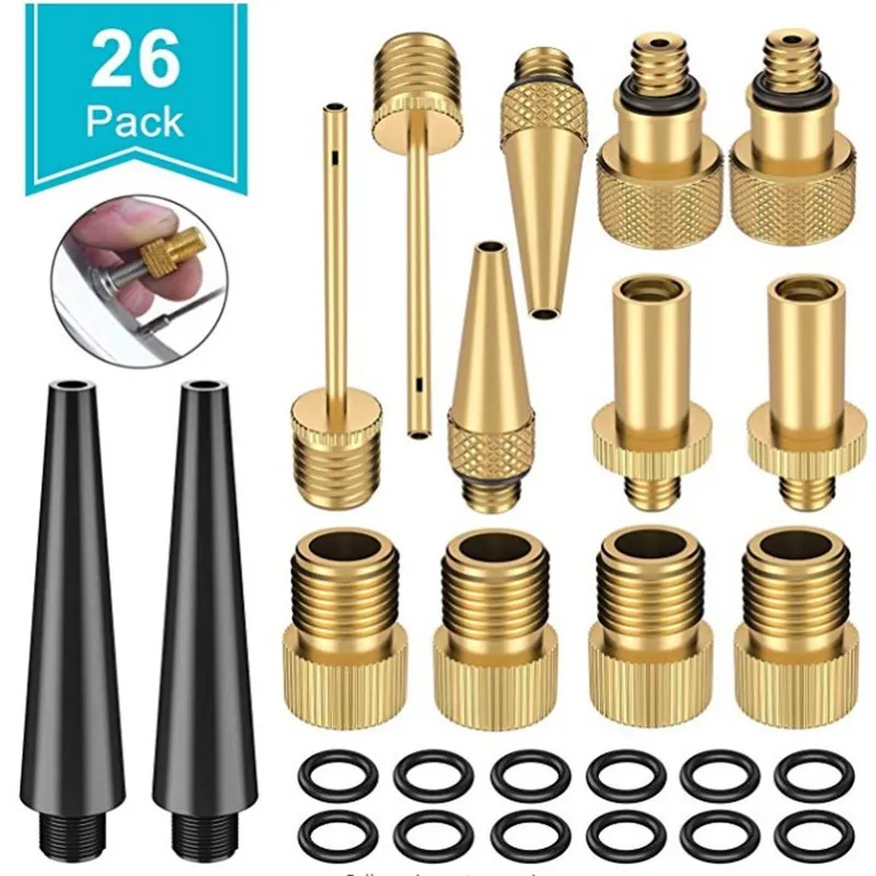 26pcs/Set Bike Valve Adapter Set Bicycle Air Nozzle Air Pump Road