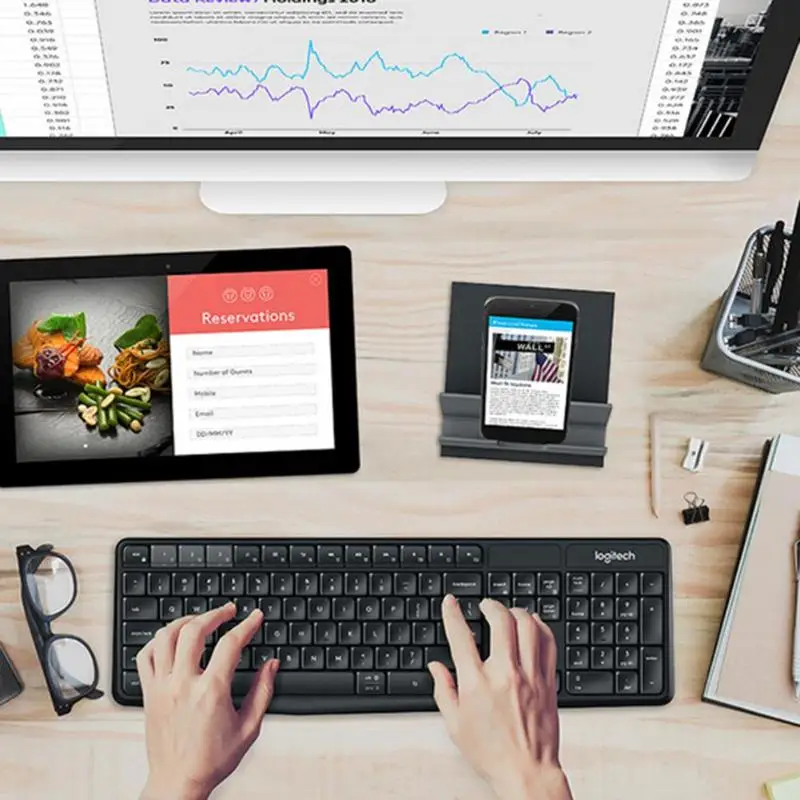 Клавиатура Logitech K375S Беспроводная Bluetooth клавиатура с подставкой 104 клавиш