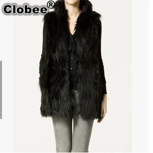 Colete De Pele Feminina Fluffy Women Sleeveless Fox Fur Coat Autumn Winter Luxury Stand Collar Long Faux Fur Vest V612