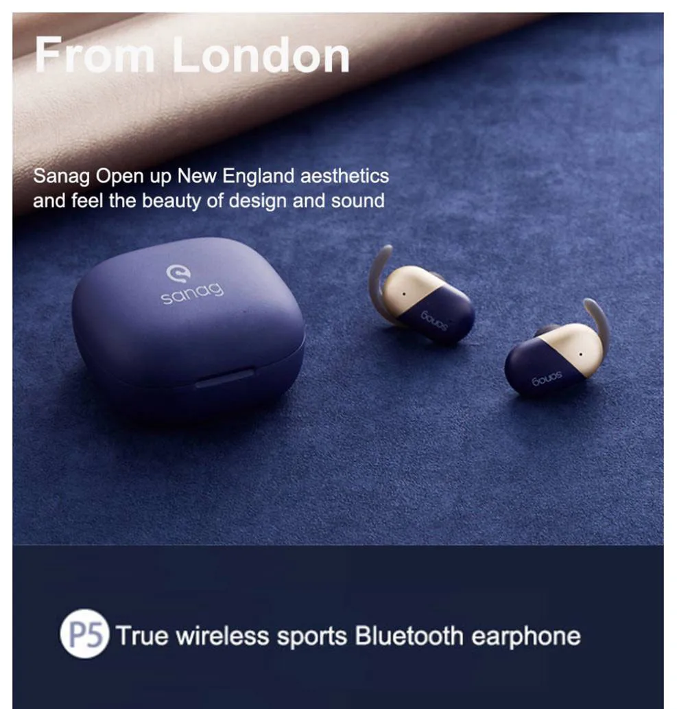 Sanag P5 Bluetooth 5.0 TWS Earbuds Binaural Call Fingertips Control Siri Google Assistant 500mAh Charging Case IP5 with Mic - Rose Gold