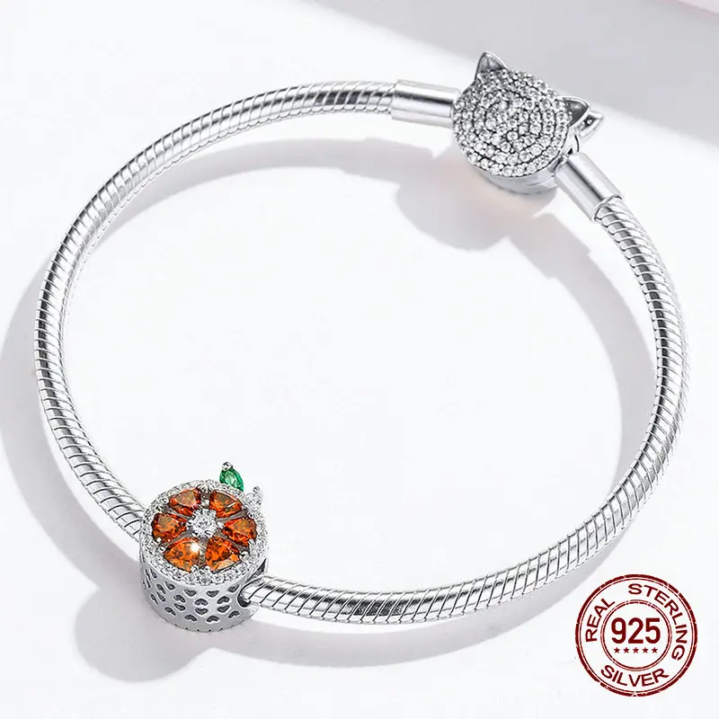 Womak подходит для оригинальных браслетов Pandora Подвески DIY бусины грейпфрут серебро 925 пробы Роскошные ювелирные изделия для женщин
