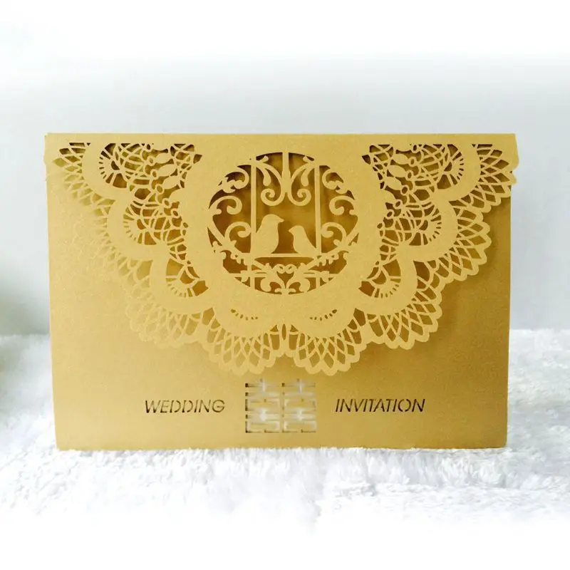  10pcs/set European Style Lace Wedding Greeting Invitation Card Cover Laser Cut Engagement Party Sup - 4000186235893