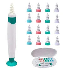 

H7JC Portable Ear Cleaner with 16 Replacement Heads Suction Cup Spiral Spoon Earwax Removal Tool Easy Grip 360 Degree Cleaning