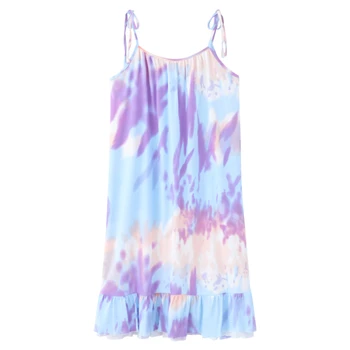 

PAJ 2020 New Fashion Casual Multi color Tie Dye Knit Pyjamas Set Women's Sleepwear sexy nightgown seksi gecelik