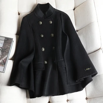 

Cape Short Double Breasted Women Coats Professional Temperament Autumn Coat 2020 Korean Style Black Female Clothes