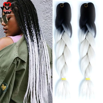 

MANWEIOmbr Braiding Crochet Hair Jumbo Braid Synthetic Heat Resistant kanekalon Red Pink Purple Blonde Hair ExtensionFor Girls
