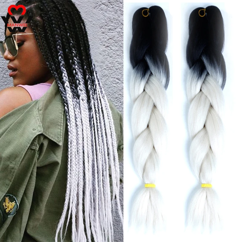 MANWEIOmbr Плетеный вязаный крючком джамбо коса синтетические термостойкие