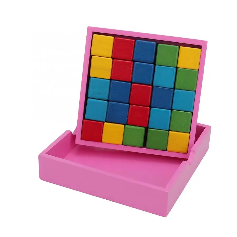 

25pcs/Set Children Colorful Wooden Stacking Up Building Blocks Square Cubes Baby Kids Stacking Learning Education Toys Gifts