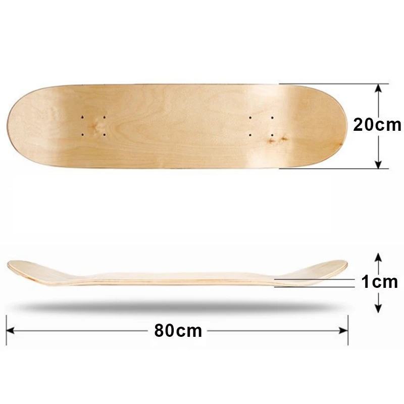80*20cm 7 Schichten Skateboard Deck Holz Ahorn Double Concave Blank Skate Board 