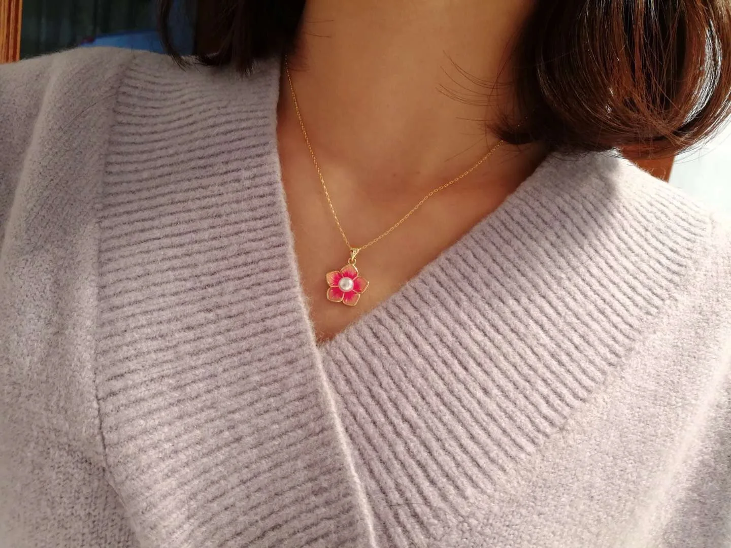 

Butterfly Home Hbtz2a13acj * Natural Color Pearl S925 Silver near round Glare Nearly Flawless Pink Cherry Blossom Set