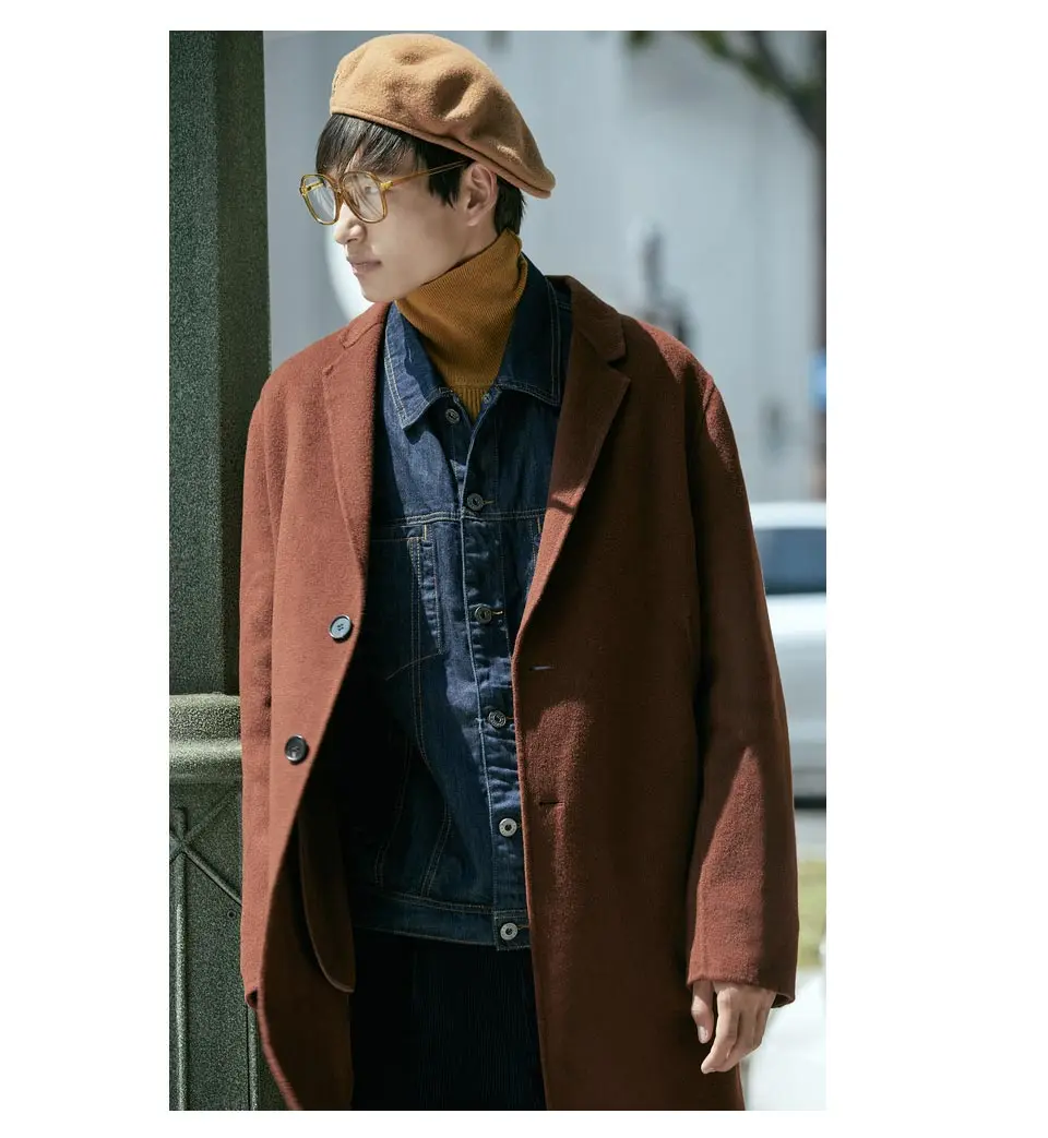 Me& City, Зимняя шерстяная Мужская куртка, высококачественное шерстяное пальто, повседневное приталенное винтажное деловое шерстяное пальто, Мужской плащ 239458