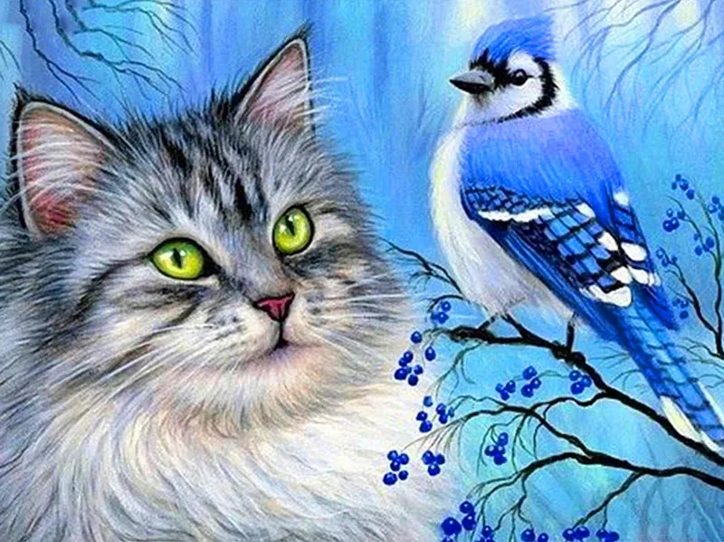 HOMFUN Full Square/Round Drill 5D DIY Diamond Painting "Animal Bird Scenic" 3D Diamond Embroidery Cross Stitch Home Decor Gift 