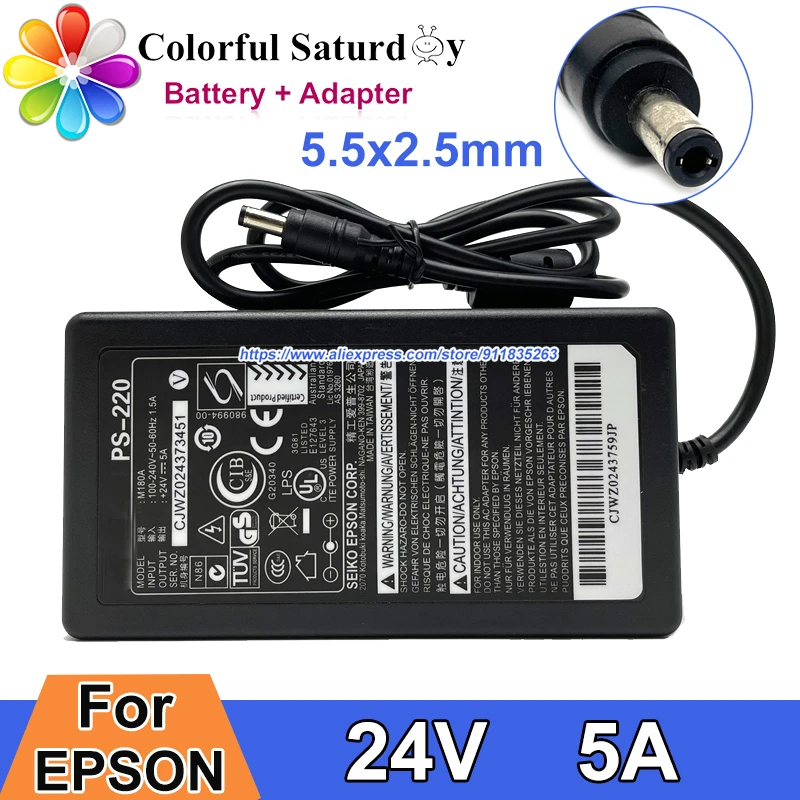 

Original For EPSON Power Supply 24V 5A 120W M180A AC Adapter Charger 5.5x2.5mm