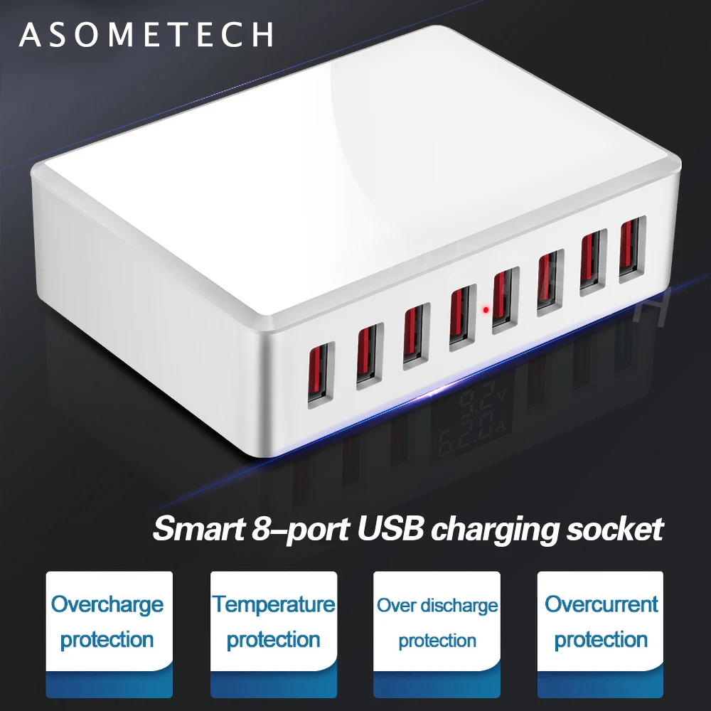 8 портов USB зарядное устройство 40 Вт портативные настольные Смарт зарядная