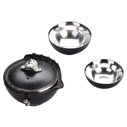 

Ceramic Silver Plated Tea Set Bowl Teacup Household Simple Teapot Chinese Style Kungfu Black Da Hong Pao Oolong Tea Teaware
