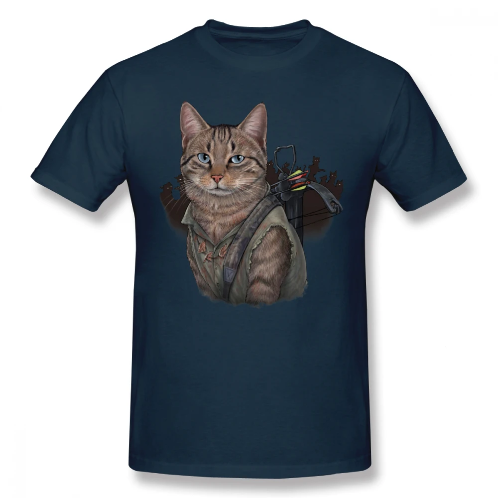Navy Blue one yona Daryl Dixon T Shirt Daryl Dixon Cat T-Shirt Plus size Cute Tee Shirt 100 Cotton Printed Summer Man Short Sleeves Tshirt - Цвет: Navy Blue