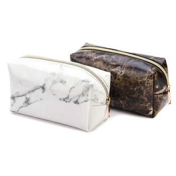 

Creative Marble Pencil Cases For Girls Big Capacity PU Leather Cosmetic Bag School Office Supplies