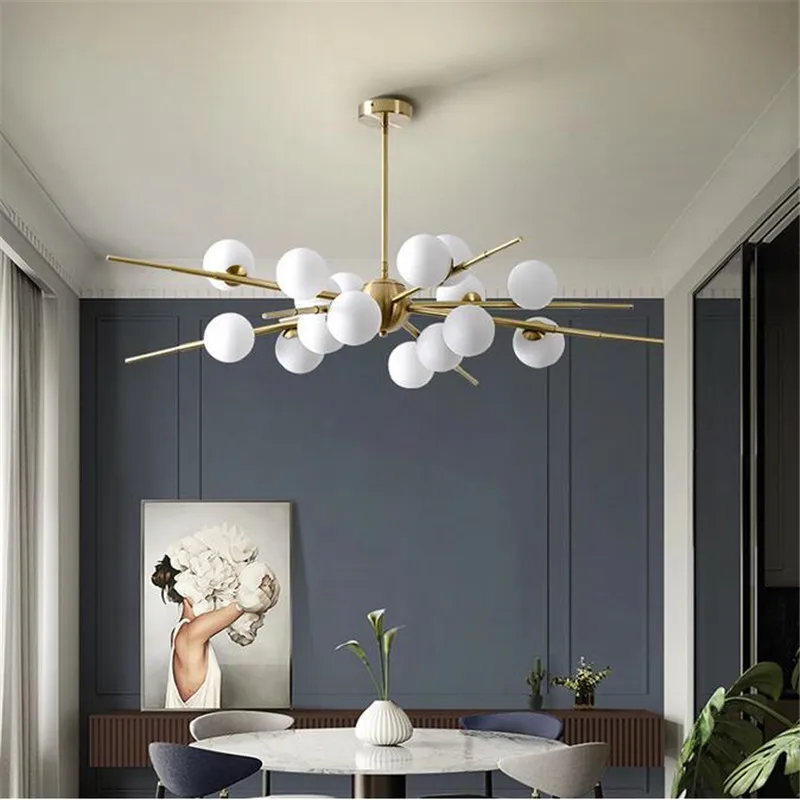 

Modern LED Chandelier Glass ball Lamps Restaurant Kitchen Hanging lights Nordic Dining room Decoration suspension Luminaires