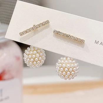 Korean Super Shine Exquisite Imitation Pearls Earrings for Women Cubic Zircon Temperament Charm Stud Earrings Wedding Jewelry