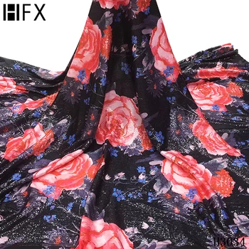 

HFX New African Lace Fabric High Quality 3D Flower Net Lace Fabric with Sequins Sequence French Lace Fabrics for Wedding F3034