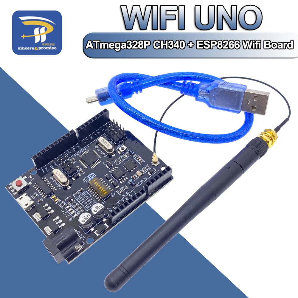 Uno + Wifi R3 Atmega328P + Esp8266 Ch340 (32Mb Di Memoria) 6V-9V Usb-Ttl Ch340G Per Arduino Nodemcu Wemos Una Scheda Di Sviluppo