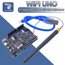 UNO + Wi-Fi, R3 ATmega328P + ESP8266 CH340 (32Мб оперативной памяти) 6-9V USB-TTL CH340G для Arduino NodeMCU WeMos один макетная плата