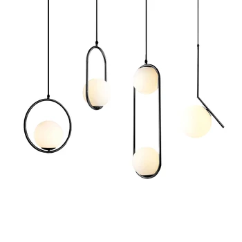 

Nordic Glass Ball Pendant Lights Industriel Hanging Lamp luxury Gold Silver Brass art Kitchen hotel hoop decor Pendant Lamp