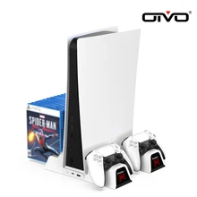 Estação de carregamento rápida do suporte de refrigeração vertical do console do carregador do controlador duplo de oivo ps5 conduziu o fã para o disco de sony playstation5/digital