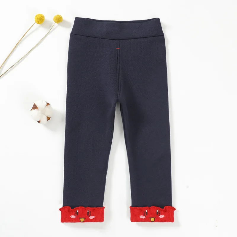 Smiling navy Winter Baby Warm Leggings For Children 0-4T Pants Kids Thicken Warm Elastic Waist Cotton Leggings Girls Pants Trousers - Цвет: Smiling navy