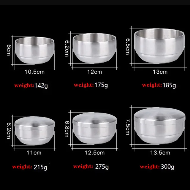 304 Korean Stainless Steel Double Rice Bowl With Lid Soup Bowl Steamed Rice Bowl Anti-Scalding Child Small Bowl Korean Cuisine 2