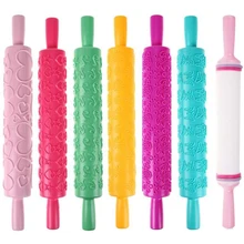 7 Different Patterns Non-Stick Rolling Pin Plastic Flower Textured Embossed Rolling Pin Fondant Cake Embossing Roller Decorating