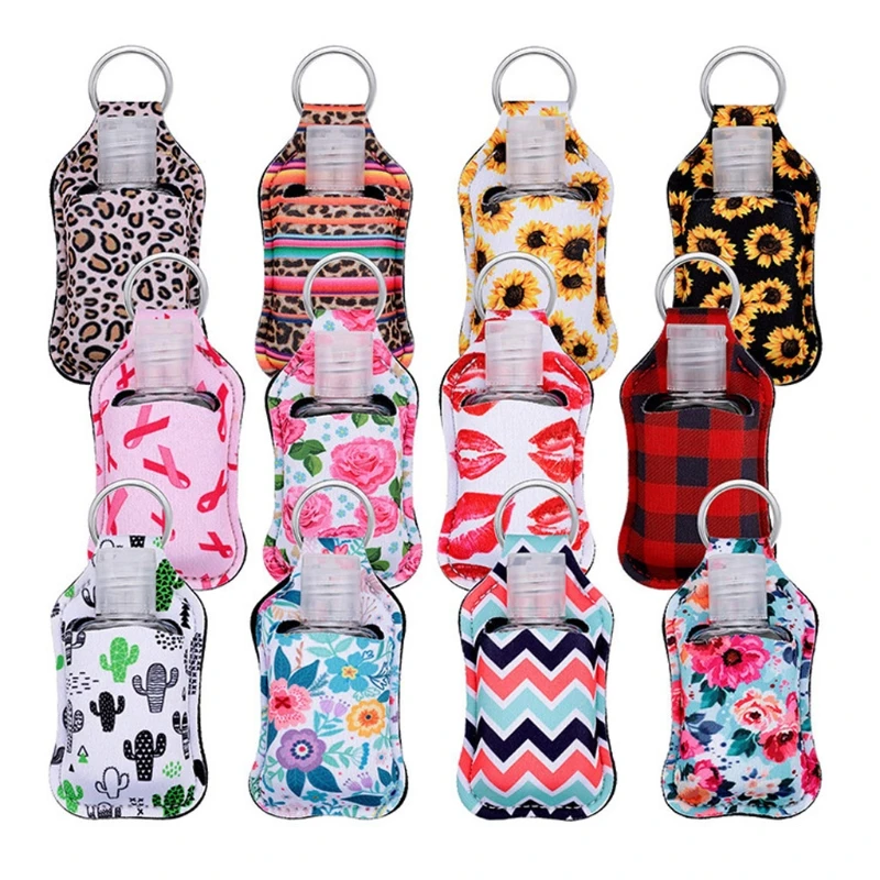 

12 Styles Hand Sanitizer Keychain Holder Empty Travel Bottle Refillable Container Reusable Bottles with Keychain Carrier