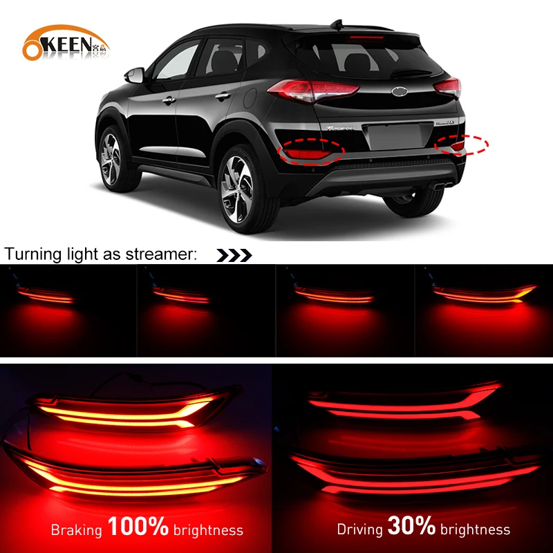 2 шт. для Hyundai Tucson 2015 2016 2017 2018 2019 2020 автомобильная светодиодная отражающая лампа