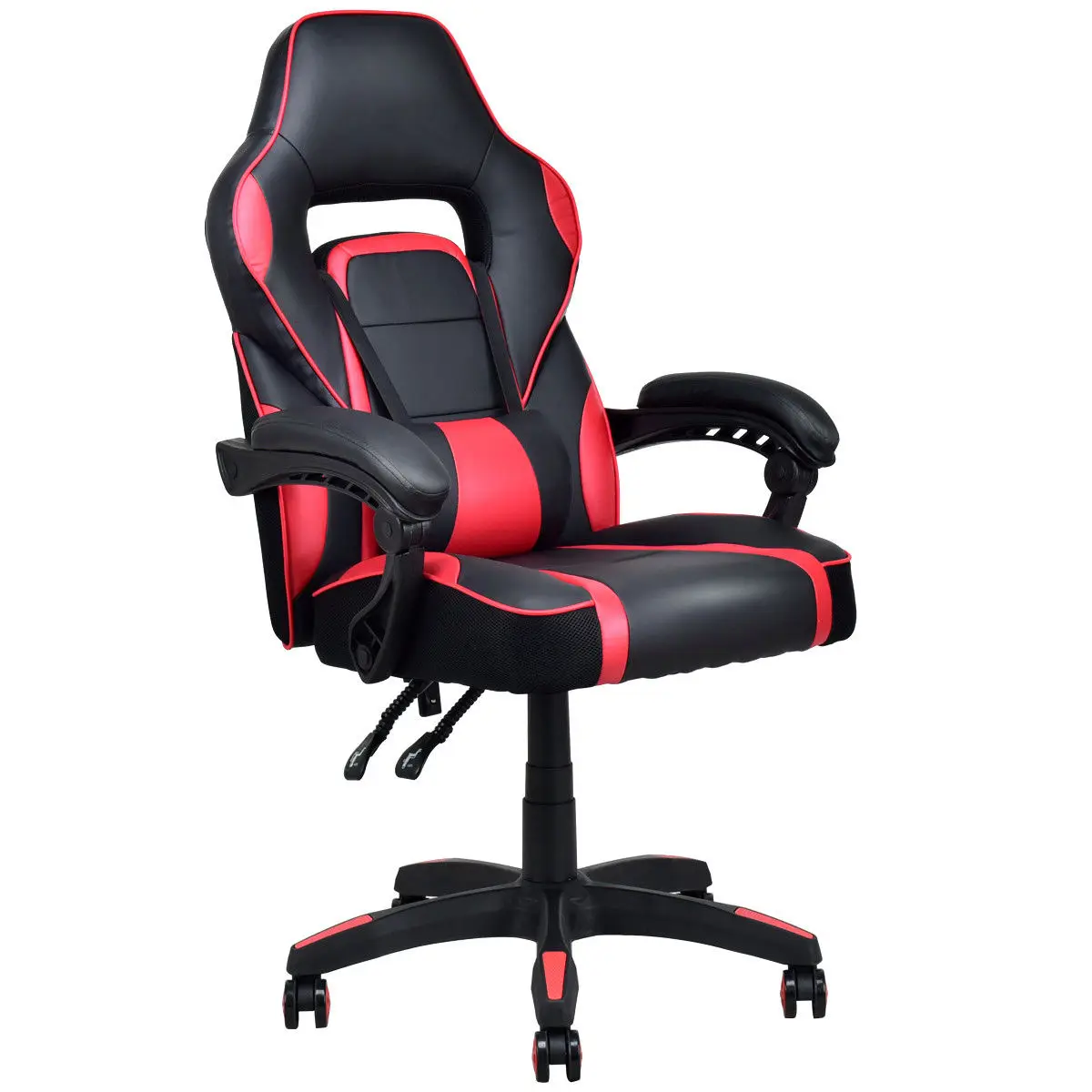 

Costway Executive Racing Style PU Leather Gaming Chair High Back Recliner Office Red
