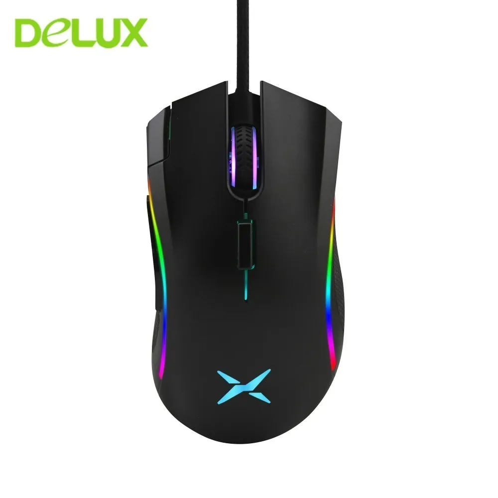 

Delux M625 Wired Gaming Mouse RGB Backlight Ergonomic 4000 DPI 7D Optical Computer Mice Gamer Mouse Pad For LOL DOTA PC Laptop